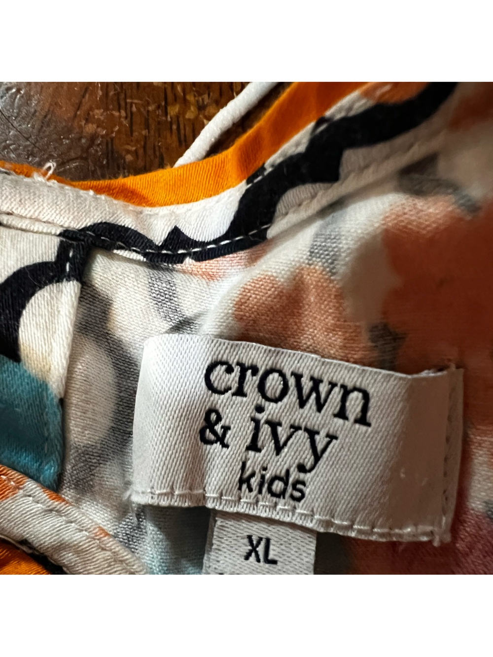 Crown & Ivy kids dress size XL, orange floral - Picture 7 of 8